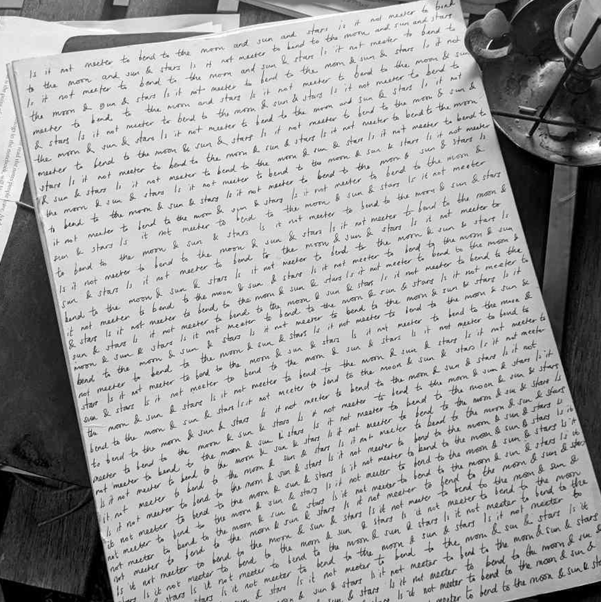 The author’s handwritten copy of lines from The Carmina Gadelica.